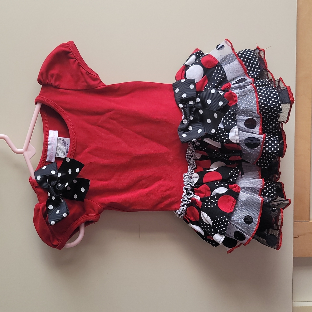 Bonnie baby red and black polka dot dress